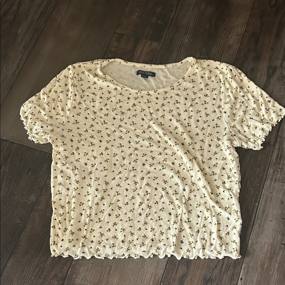 Wild Fable Pastel Yellow Floral Crop Top